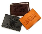 Black Embossed Leather Patch Badges Square For Shoes , Bags , Garment
